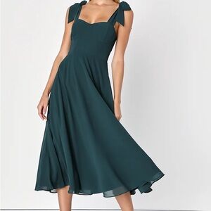 Lulus Sophisticated Charisma Tie-Strap A-Line Midi Dress Green XXL